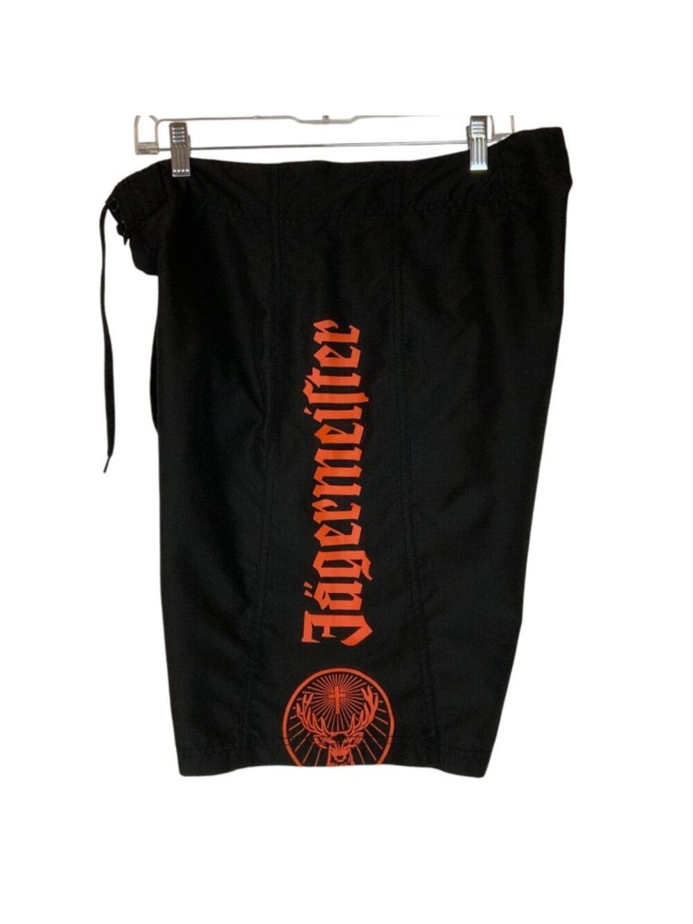 Jagermeister Mens Black Cargo Swim Shorts Logo Drawstring XL Polyester